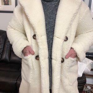 Cream Borg Midi Coat